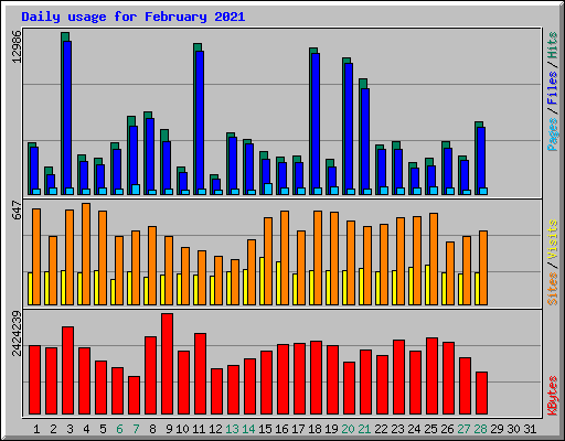 Daily usage for February 2021