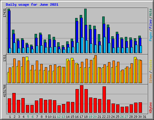 Daily usage for June 2021