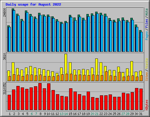 Daily usage for August 2022