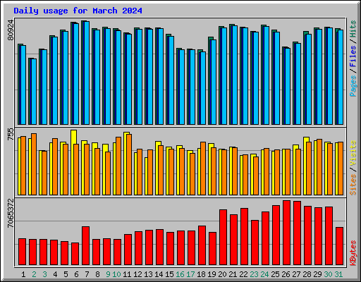 Daily usage for March 2024